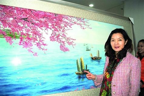 蘇繡，春早江南，蘇繡大師，蘇繡人民大會(huì)堂壁畫(huà)