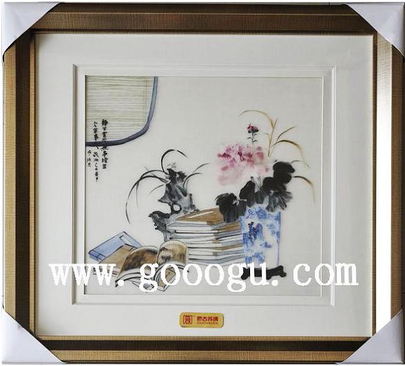 蘇繡靜物畫，手工刺繡線條靜物畫，高檔蘇繡畫