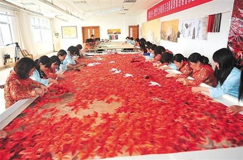 大型刺繡壁畫，大型刺繡屏風(fēng)定制