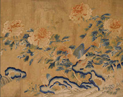 故宮繡品，刺繡收藏品，刺繡牡丹雉雞圖